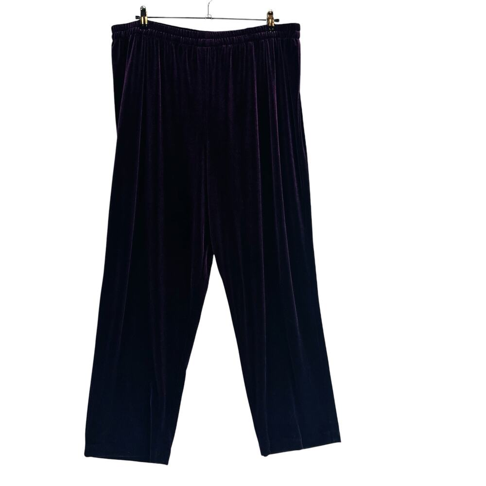 R&M Richards Womans 24W Plus Pants Purple Pull On ‎ Stretch Comfort Velvet